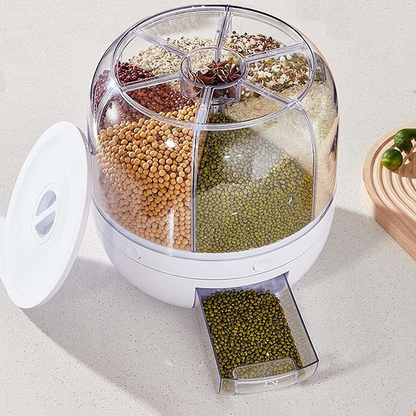 Besisukantis sausų produktų dispenseris