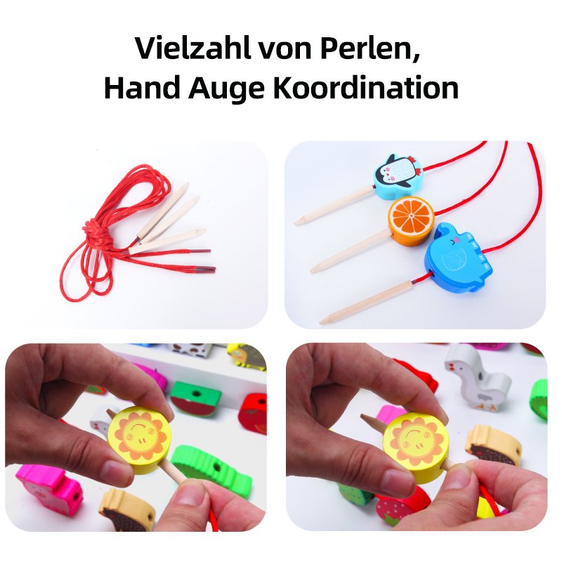 Medinės veriamos kaladėlės vaikams