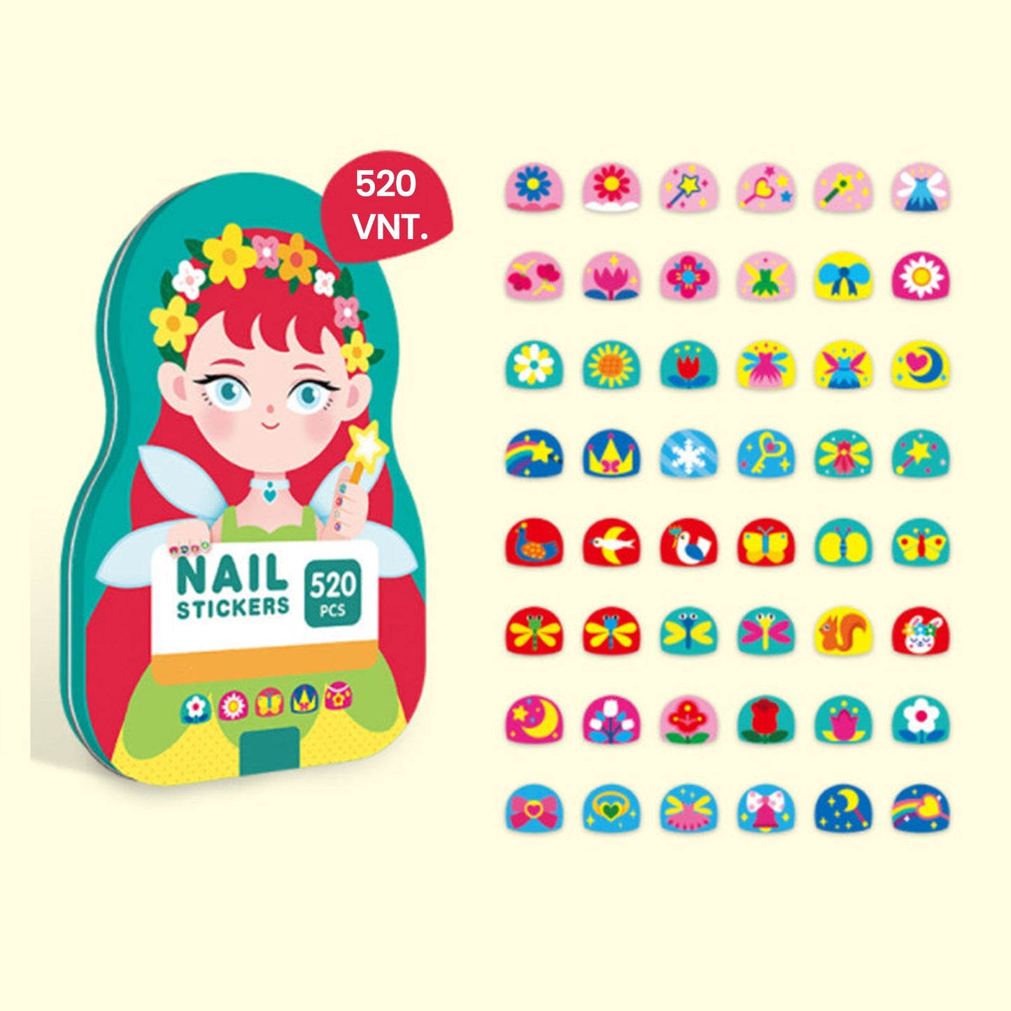 Nagų lipdukai mergaitėms (520 vnt.)