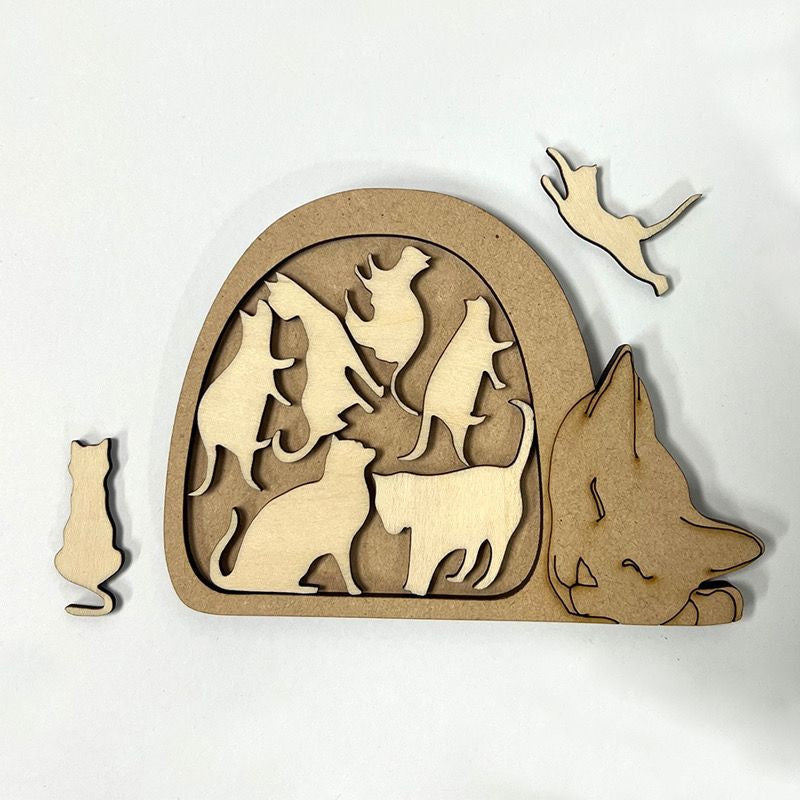 Medinė kačiukų dėlionė