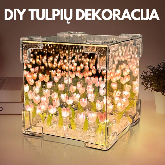 Tulpių žydėjimo veidrodinė dėžutė