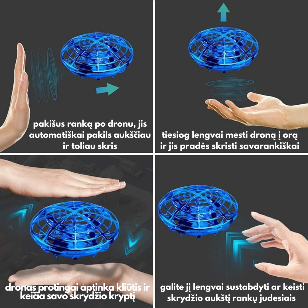 Skraidantis ir ranka valdomas UFO MINI DRONAS