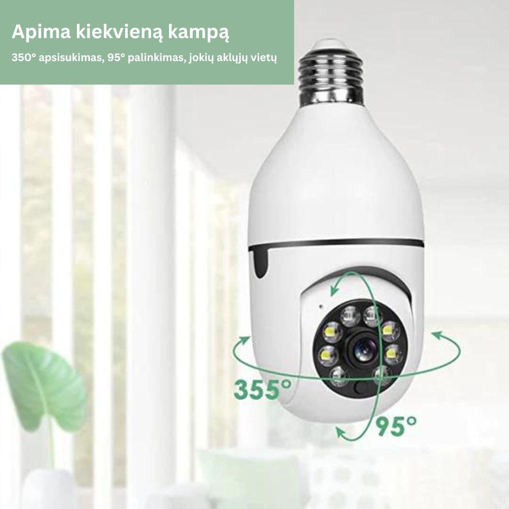Lemputė su 360 laipsnių stebėjimo kamera