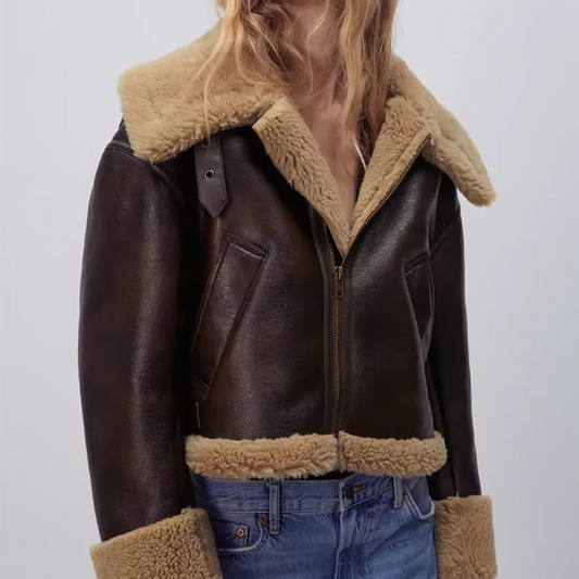 Prabangus veganiškos odos švarkelis