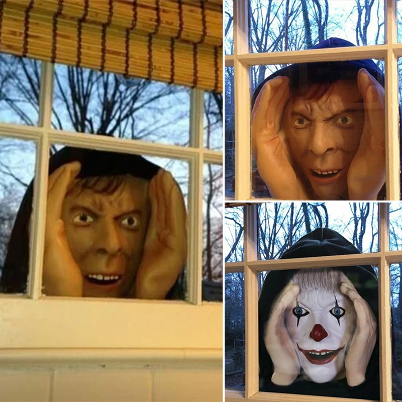 Prie lango tvirtinama šiurpi kaukė