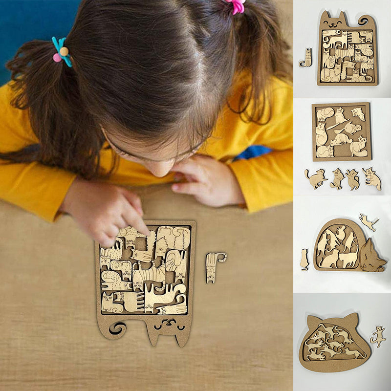 Medinė kačiukų dėlionė