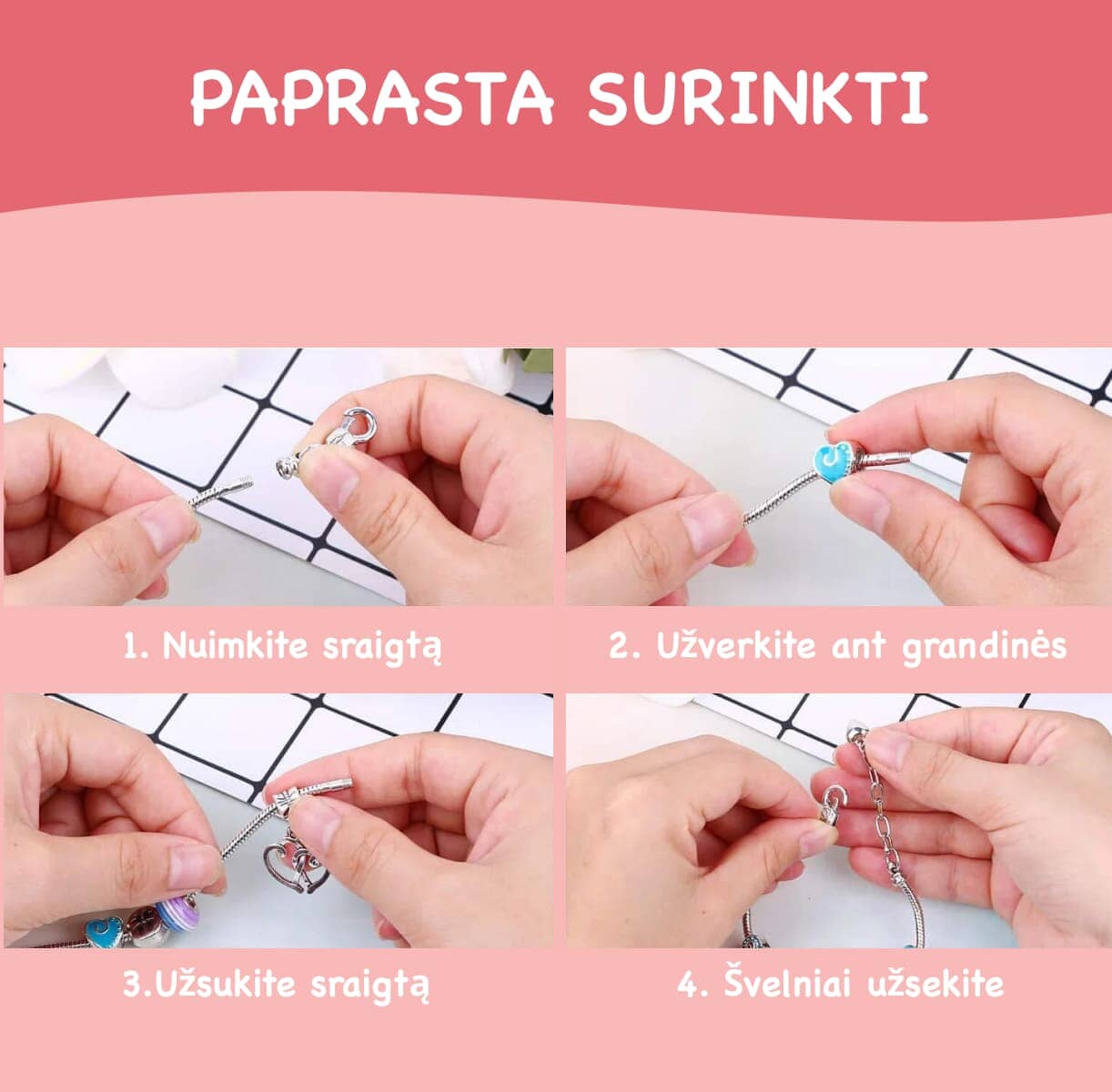 Mergaitiškos apyrankės rinkinys "PRINCESS"