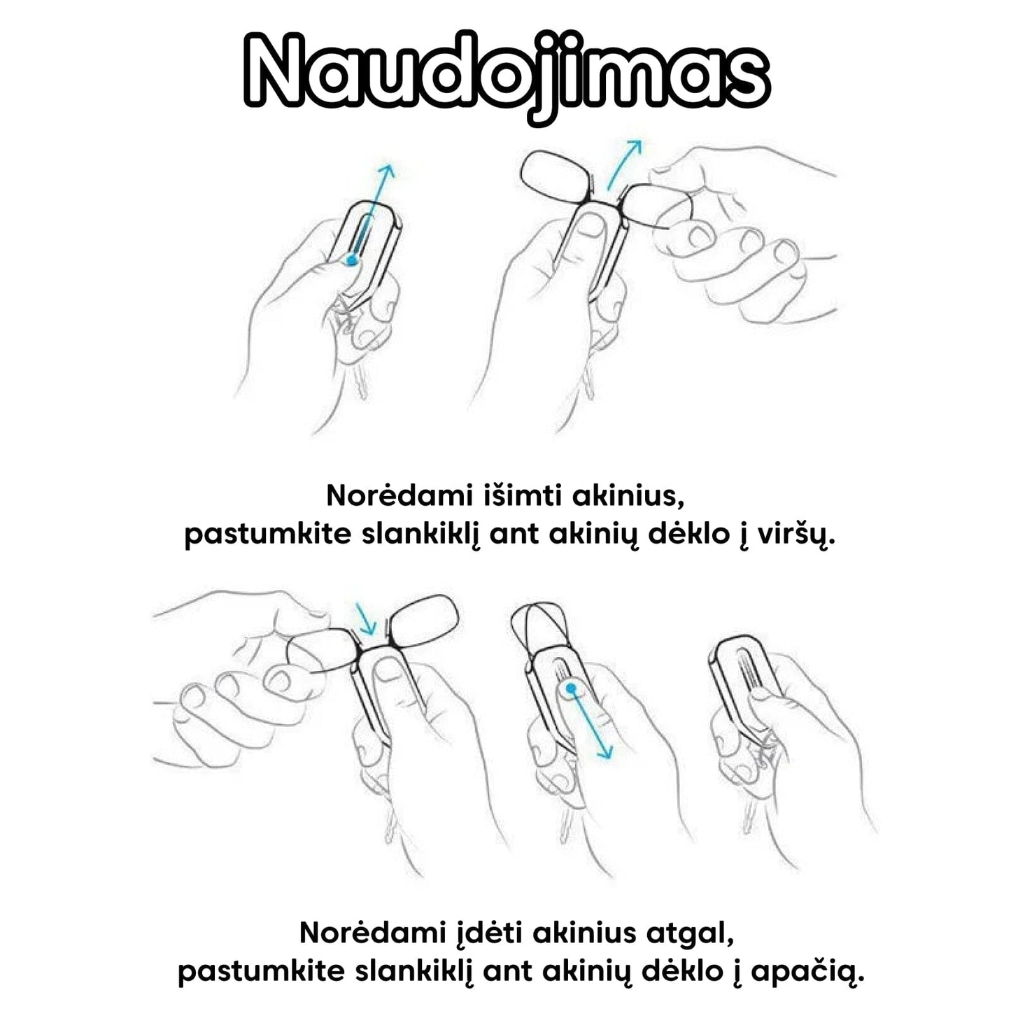 Sulankstomi skaitymo akiniai su dėklu
