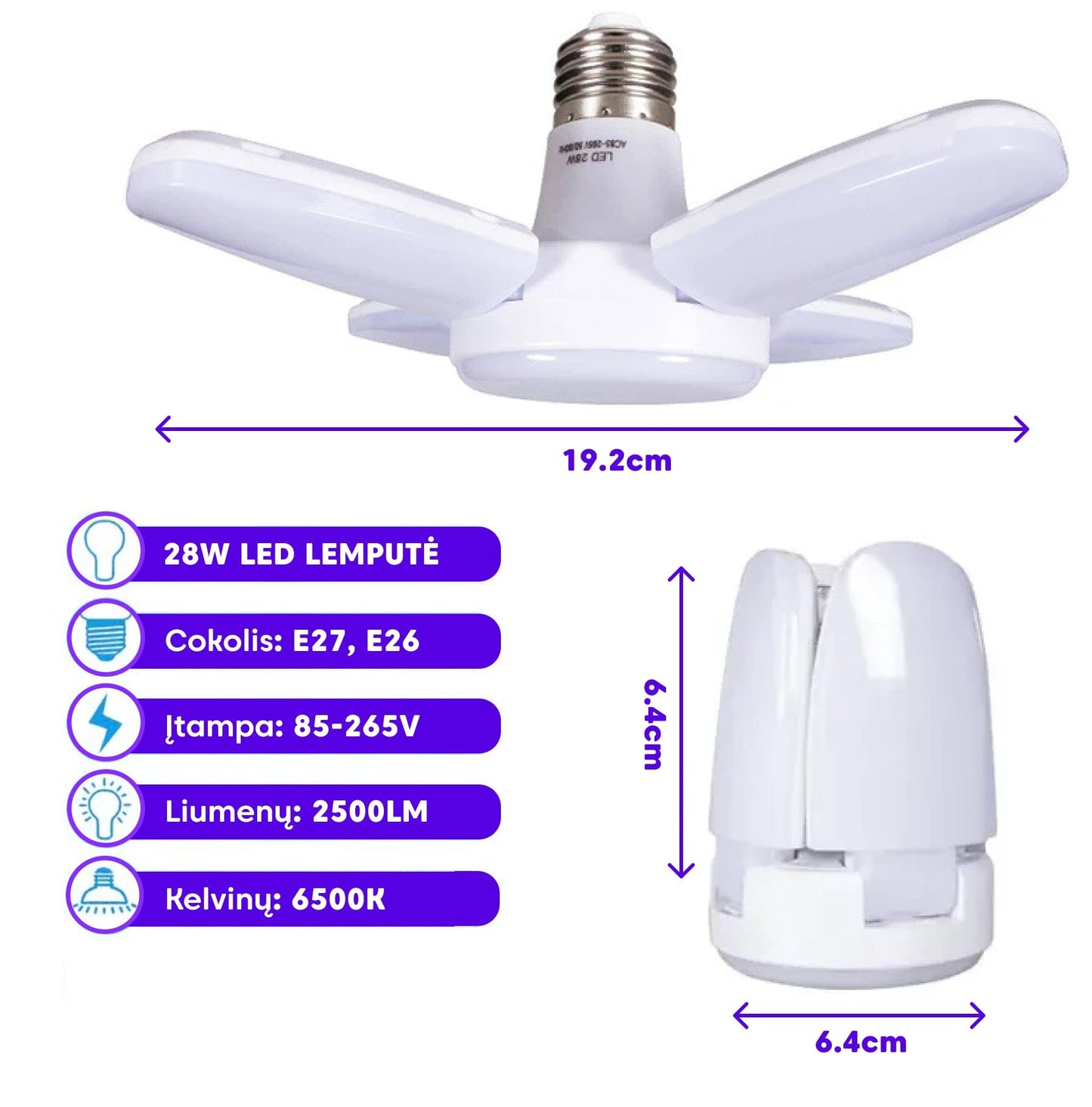 Sulankstoma LED lemputė