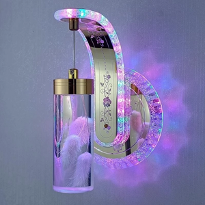 Naujas LED sienos šviestuvas su tikromis gėlėmis ir kristalu