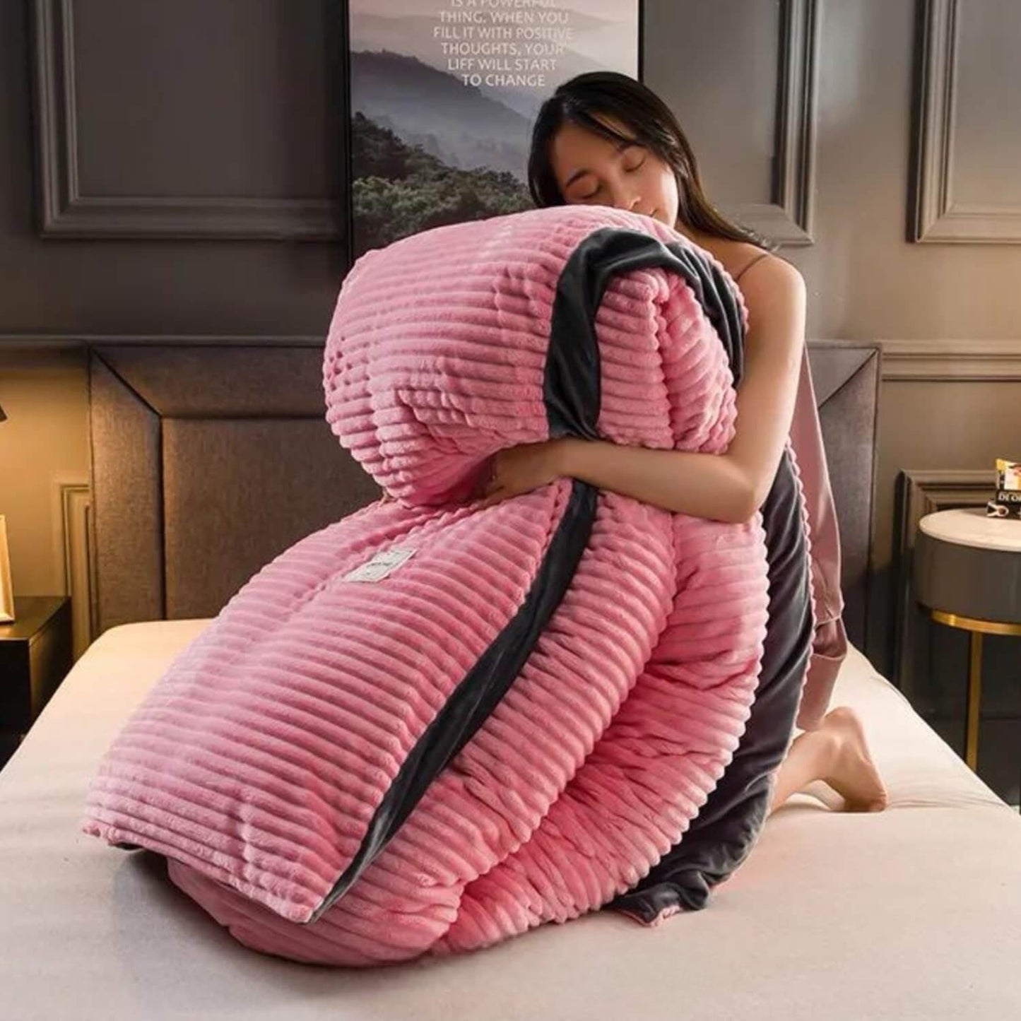 Aksominės vilnos audinio antklodės užvalkalas | Reguliuojamas patogumas kiekvienam metų laikui, stilingas ir minkštas