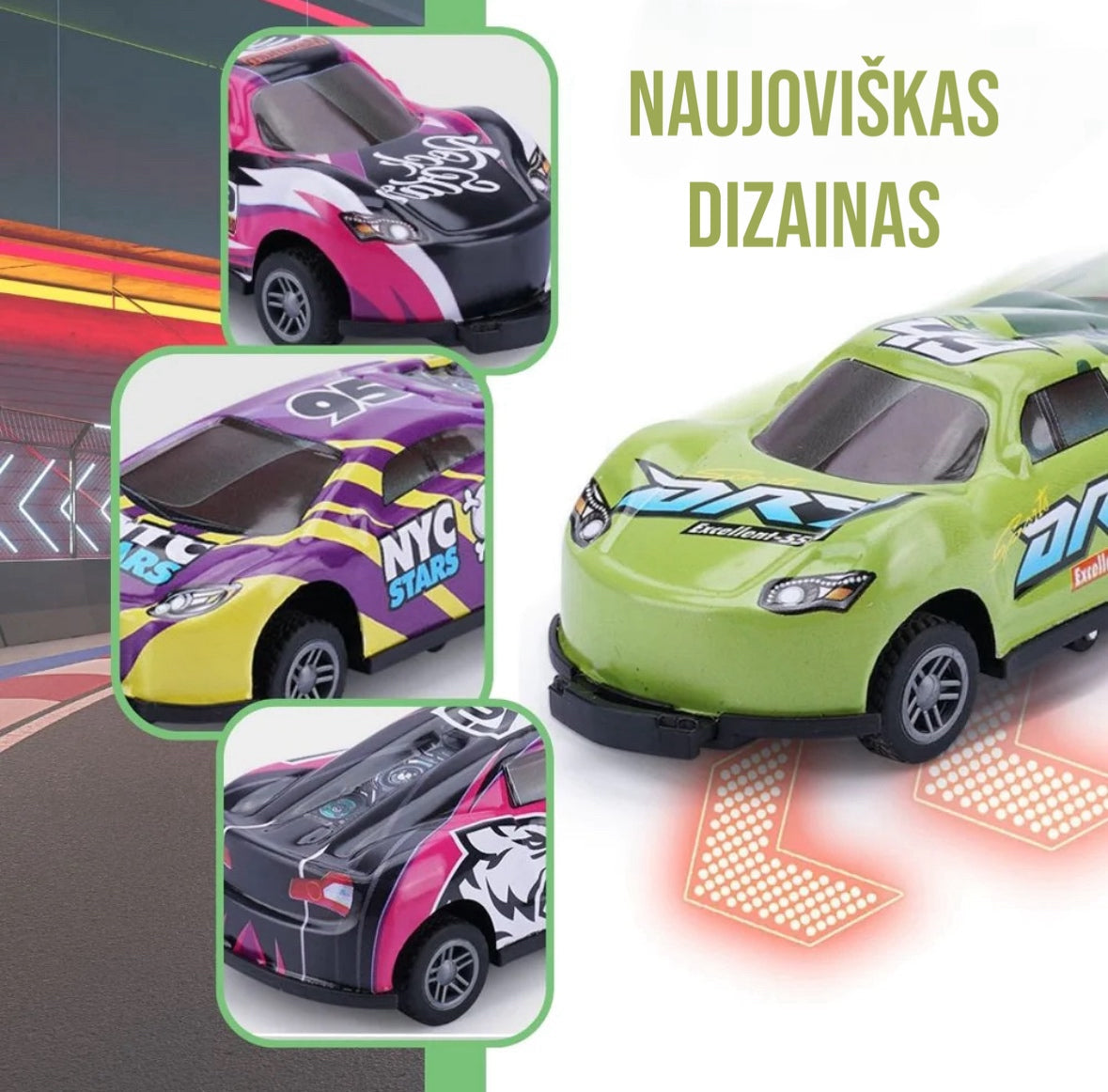 Mašinėlės vaikams \Stunt Toy Cars\" (5 vnt. komplektas)"