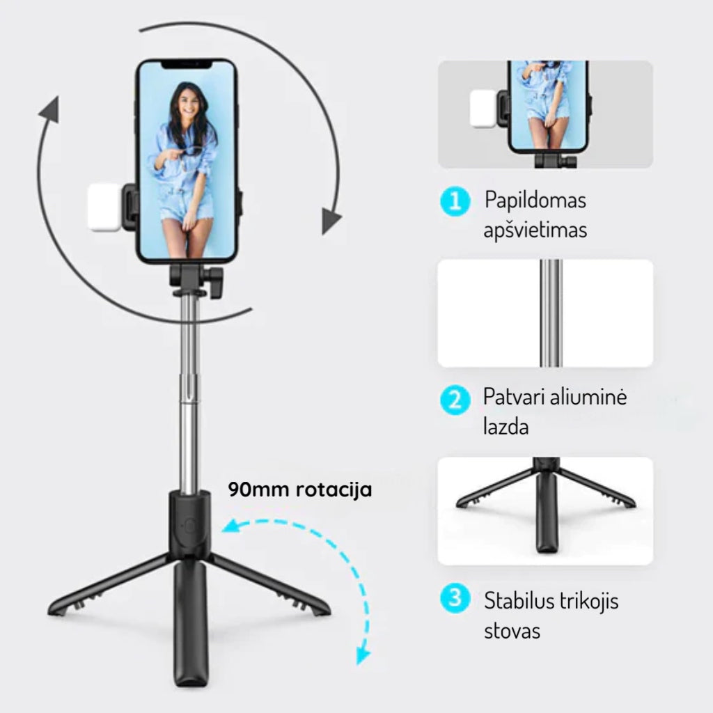 \6 in 1\" belaidė \"Bluetooth\" asmenukių lazdelė nuotraukoms"