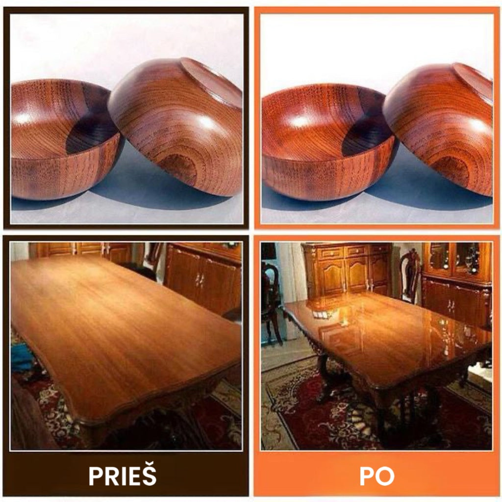 Natūralus bičių vaško ir apelsinų aliejaus vaškas baldams