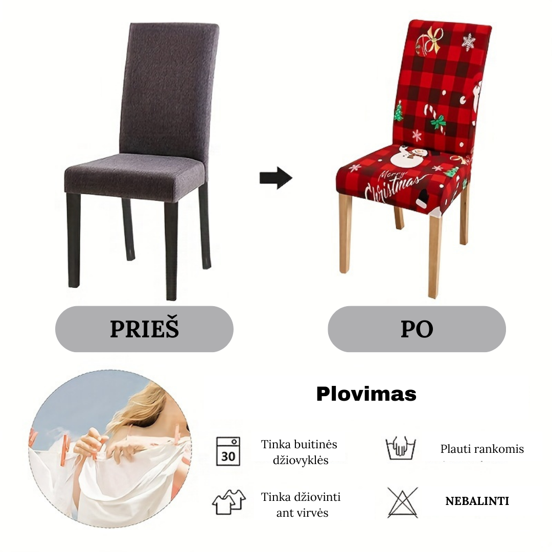 Kalėdiniai kėdžių užvalkalai