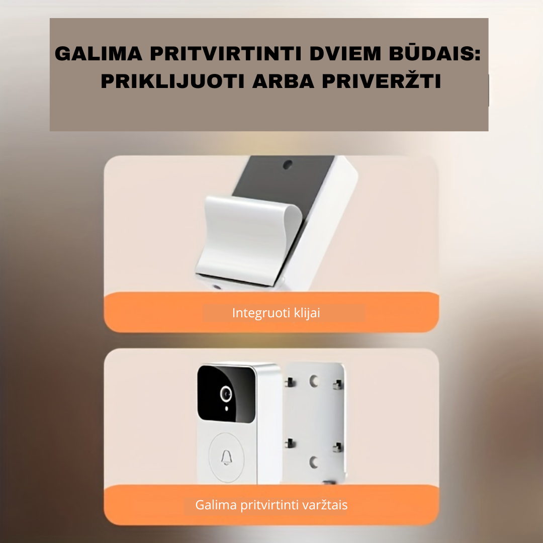 Belaidis durų skambutis su kamera