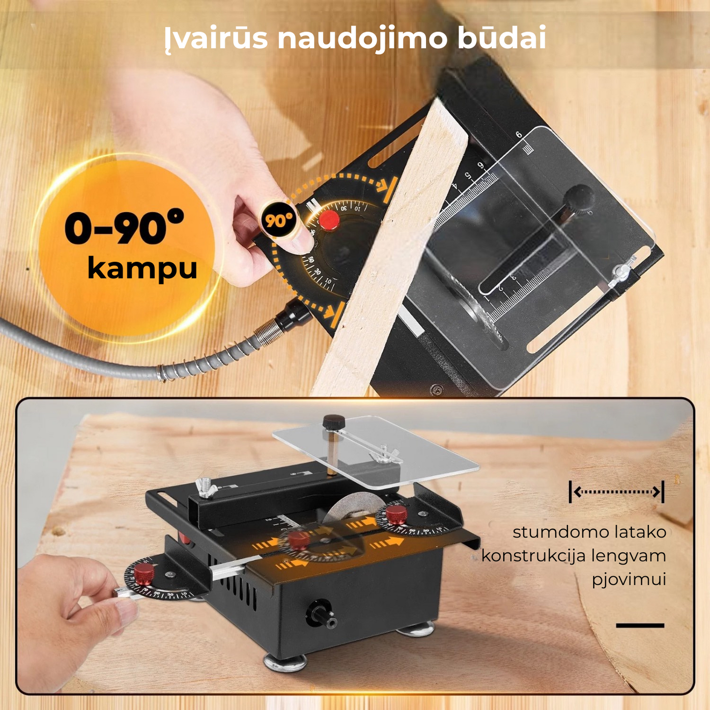 Mini daugiafunkcinis stalo pjūklas