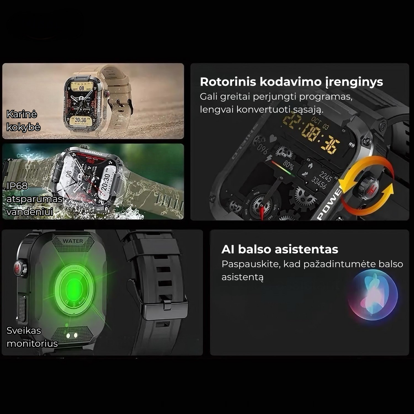 Galaxy Armor™ išmanusis laikrodis - sutaupykite 100 €+ už nesunaikinamą išmanųjį laikrodį, skirtą iOS ir Android