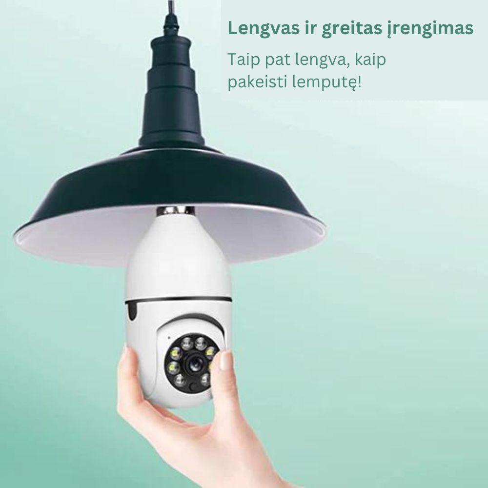 Lemputė su 360 laipsnių stebėjimo kamera