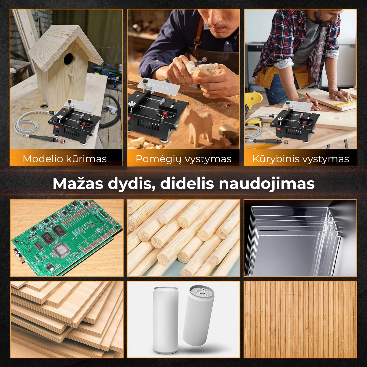 Mini daugiafunkcinis stalo pjūklas