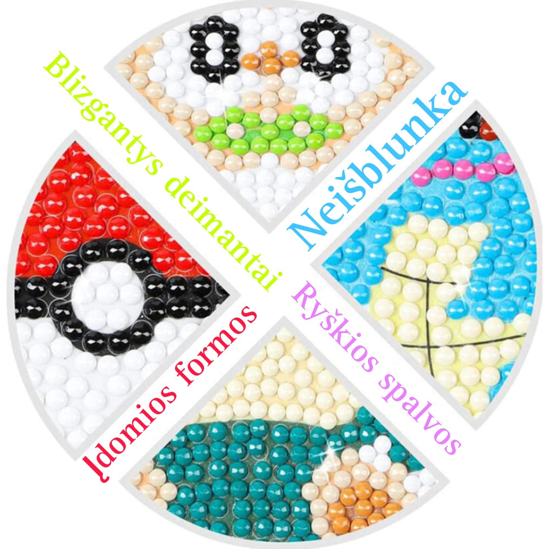 \DIAMOND PAINTING\"  kūrybinis lipdukų rinkinys vaikams (24 vnt.)"