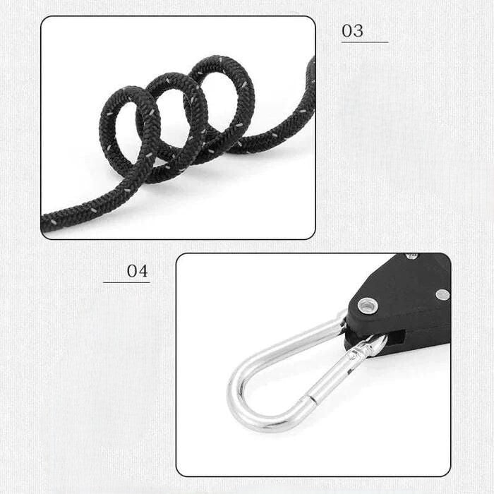 Reguliuojami skriemuliniai kabliukai stovyklavimui