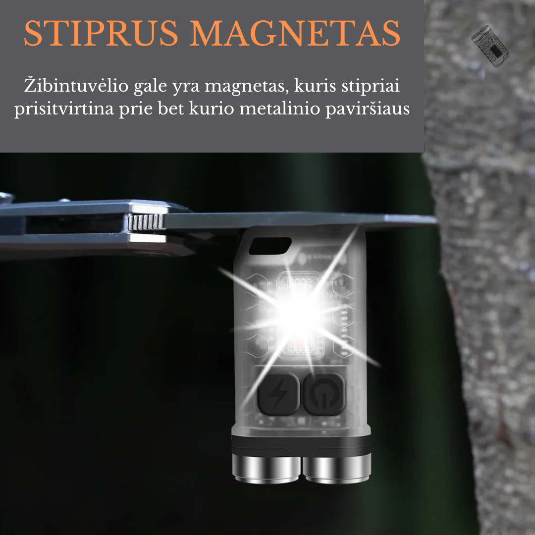 Magnetinis raktų pakabukas-žibintuvėlis