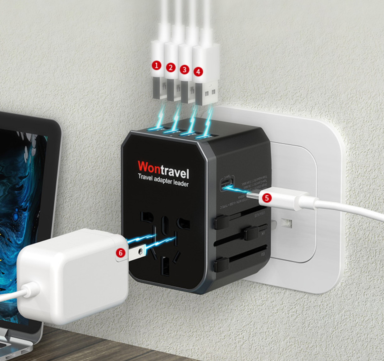 Universalus kelioninins USB adapteris