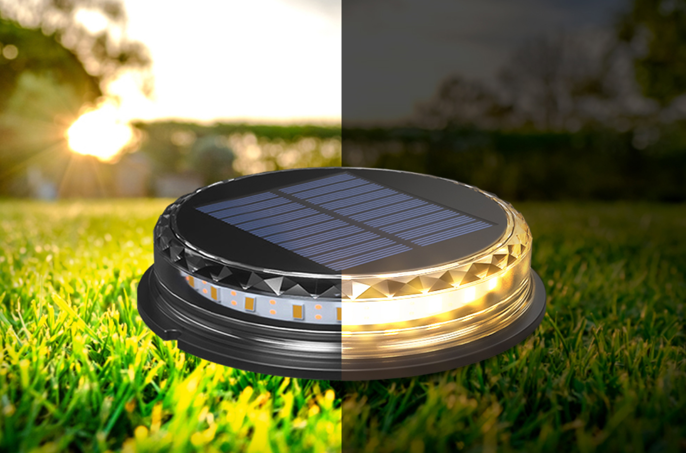 LED žibintai su saulės baterija (4 vnt.)