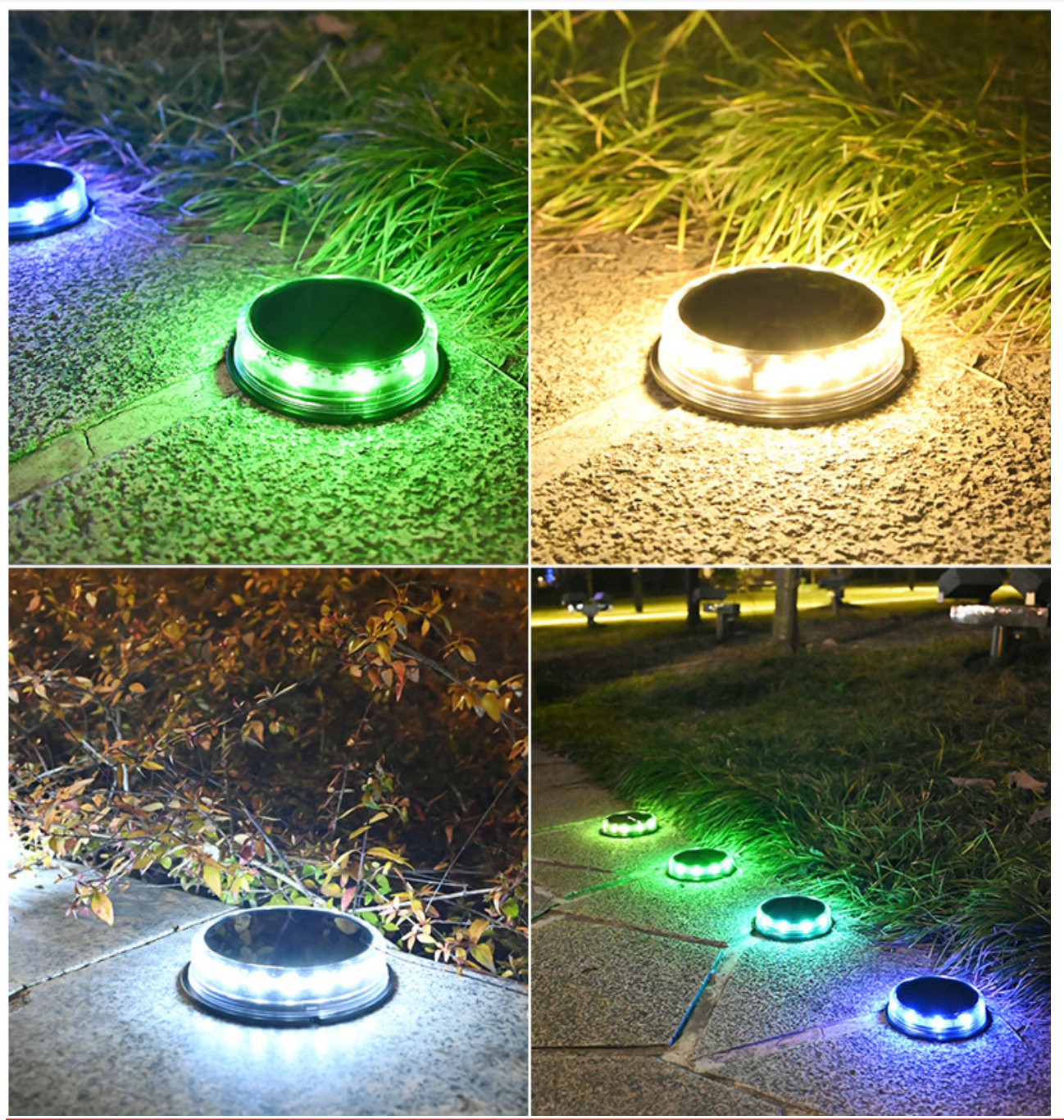 LED žibintai su saulės baterija (4 vnt.)