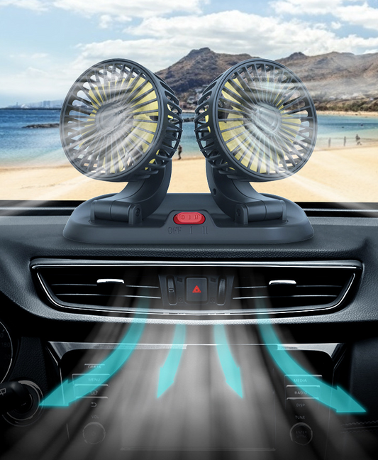 Dvigubas ventiliatorius automobiliui