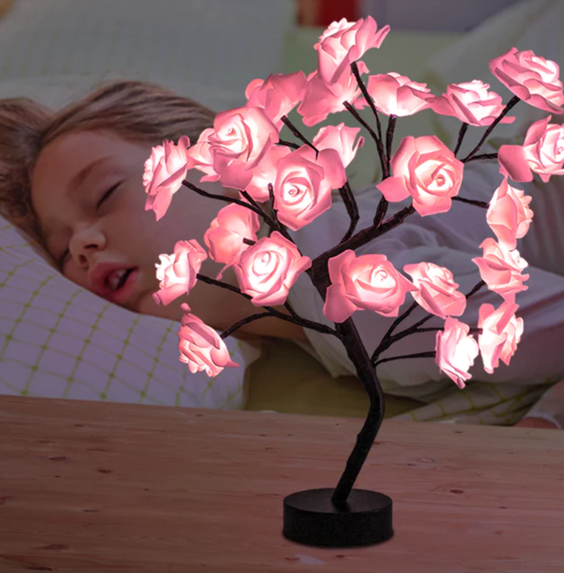 LED lempa su rožėmis