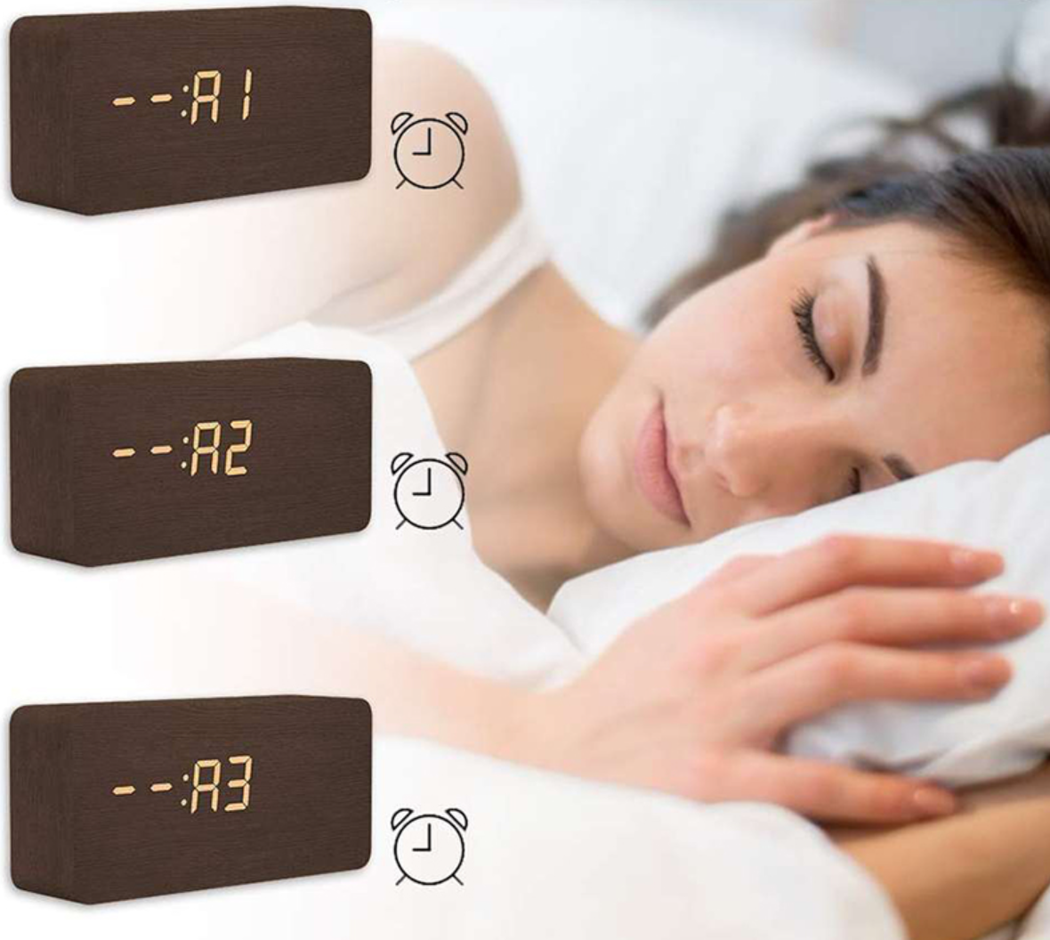 LED medinis skaitmeninis laikrodis