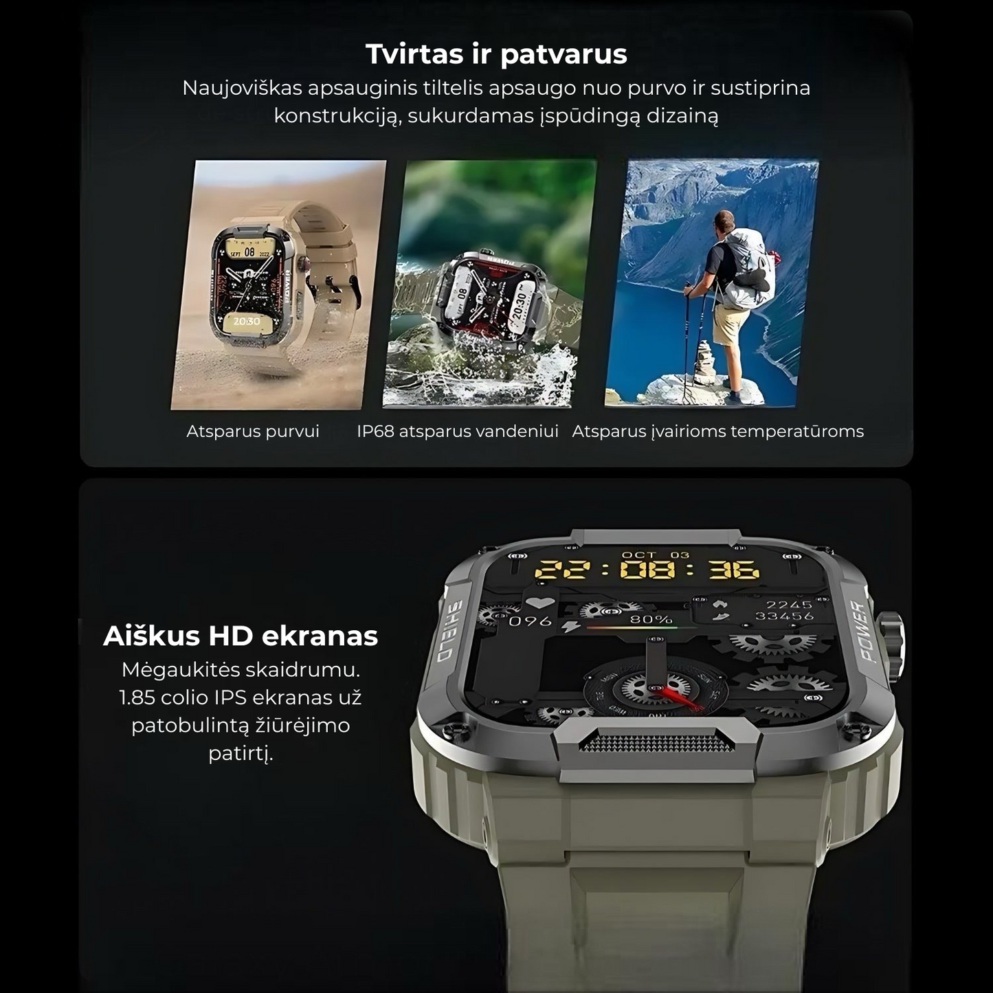 Galaxy Armor™ išmanusis laikrodis - sutaupykite 100 €+ už nesunaikinamą išmanųjį laikrodį, skirtą iOS ir Android