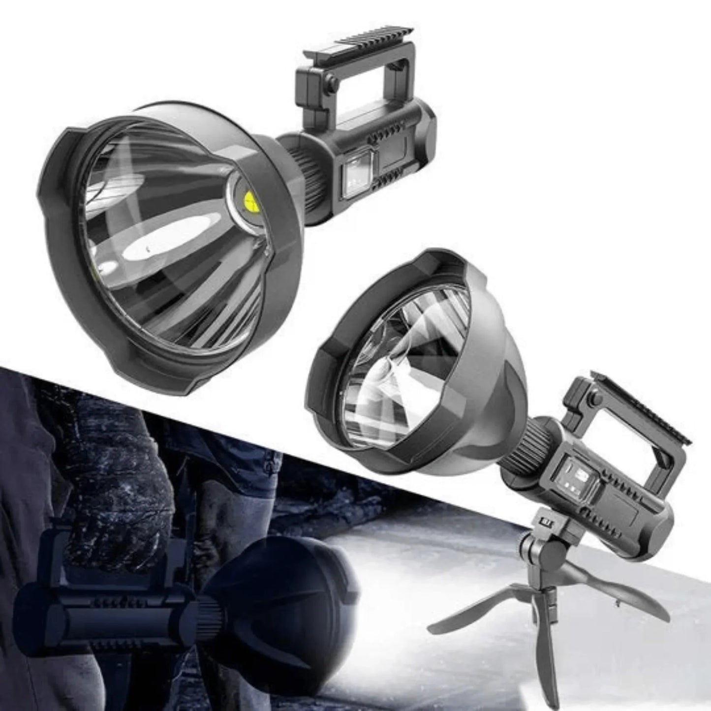 \Big Light\" itin ryškiai šviečiantis pakraunamas LED prožektorius"
