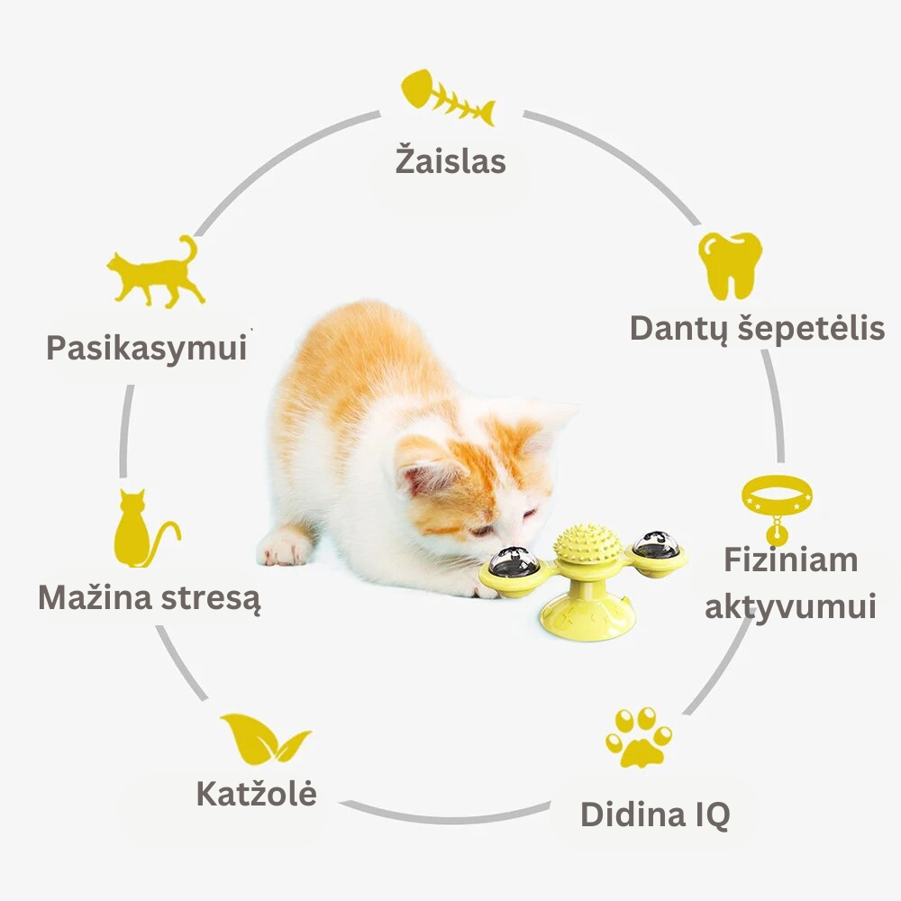 Besisukantis malūnėlis katėms