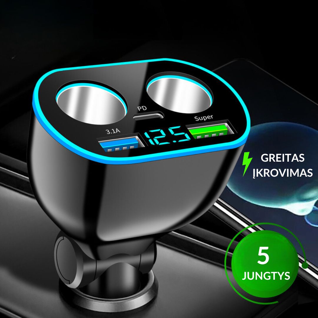 Automobilinis įkroviklis 5 in 1