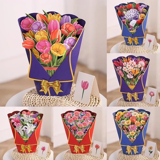 3D išsiskleidžianti puokštės atvirutė