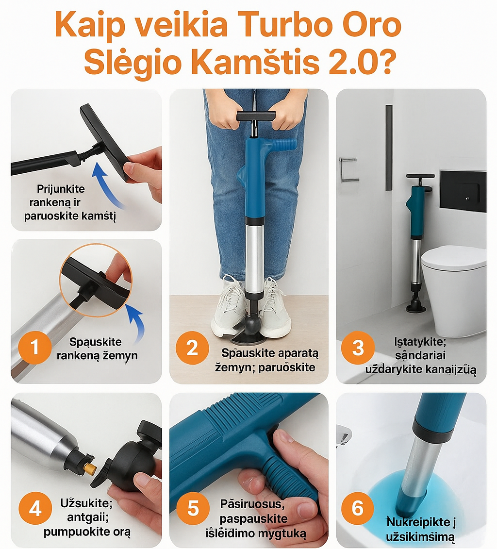 Patobulintas Turbo oro slėgio stūmoklis 2,0™ | Išvalo visus drenažo užsikimšimus!