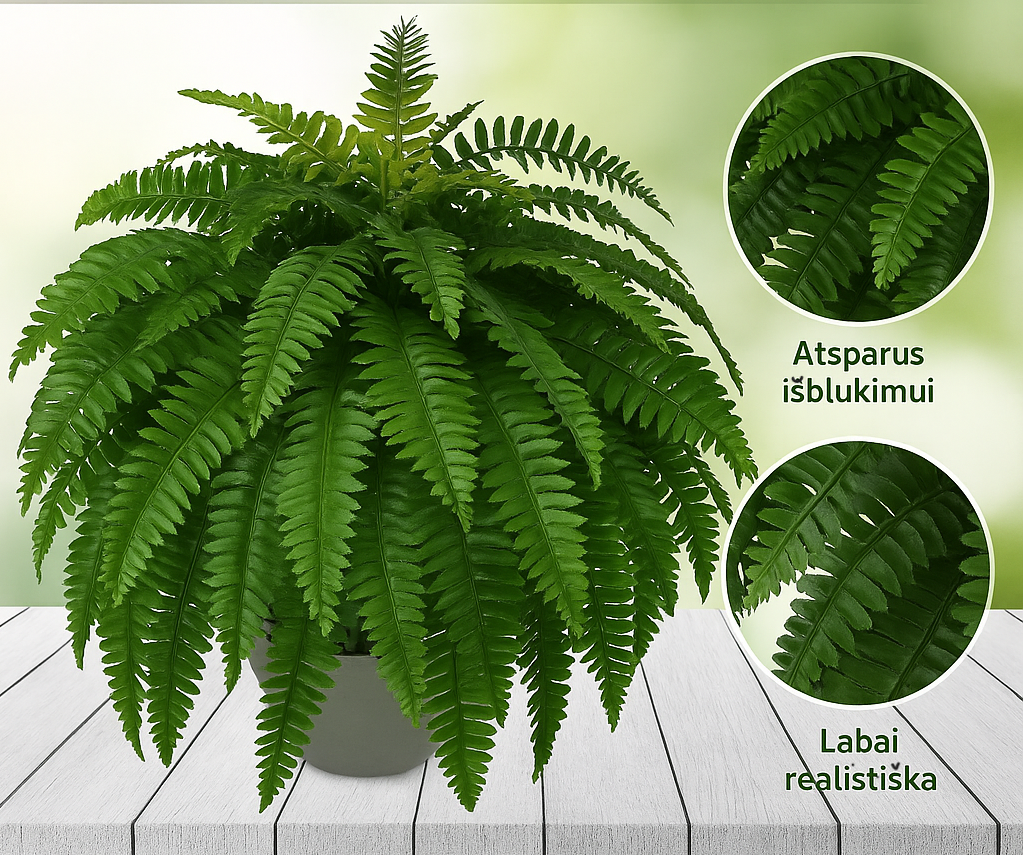 UV spinduliams atsparus tikroviškas dirbtinis Bostono papartis