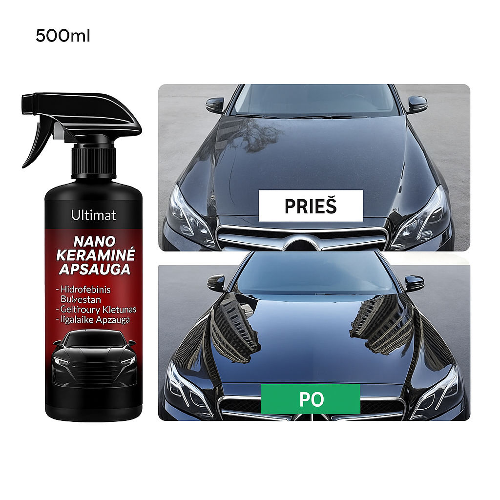 Ultimat 500 ml automobilio apsauga – hidrofobinis sluoksnis, nano keraminis poliravimas, išskirtinis kietumas ir blizgesys ilgalaikei apsaugai