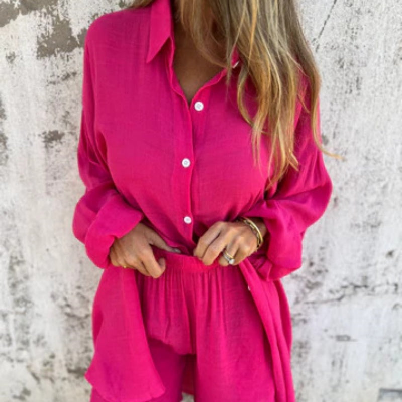 💖2025 Dviejų dalių medvilninis ir lininis moteriškas kasdienis komplektas